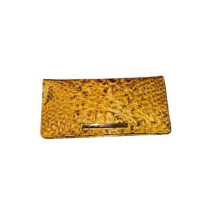 BRAHMIN Yellow and Brown Croc-Embossed Crocodile Skin Design Luxury Wallet
